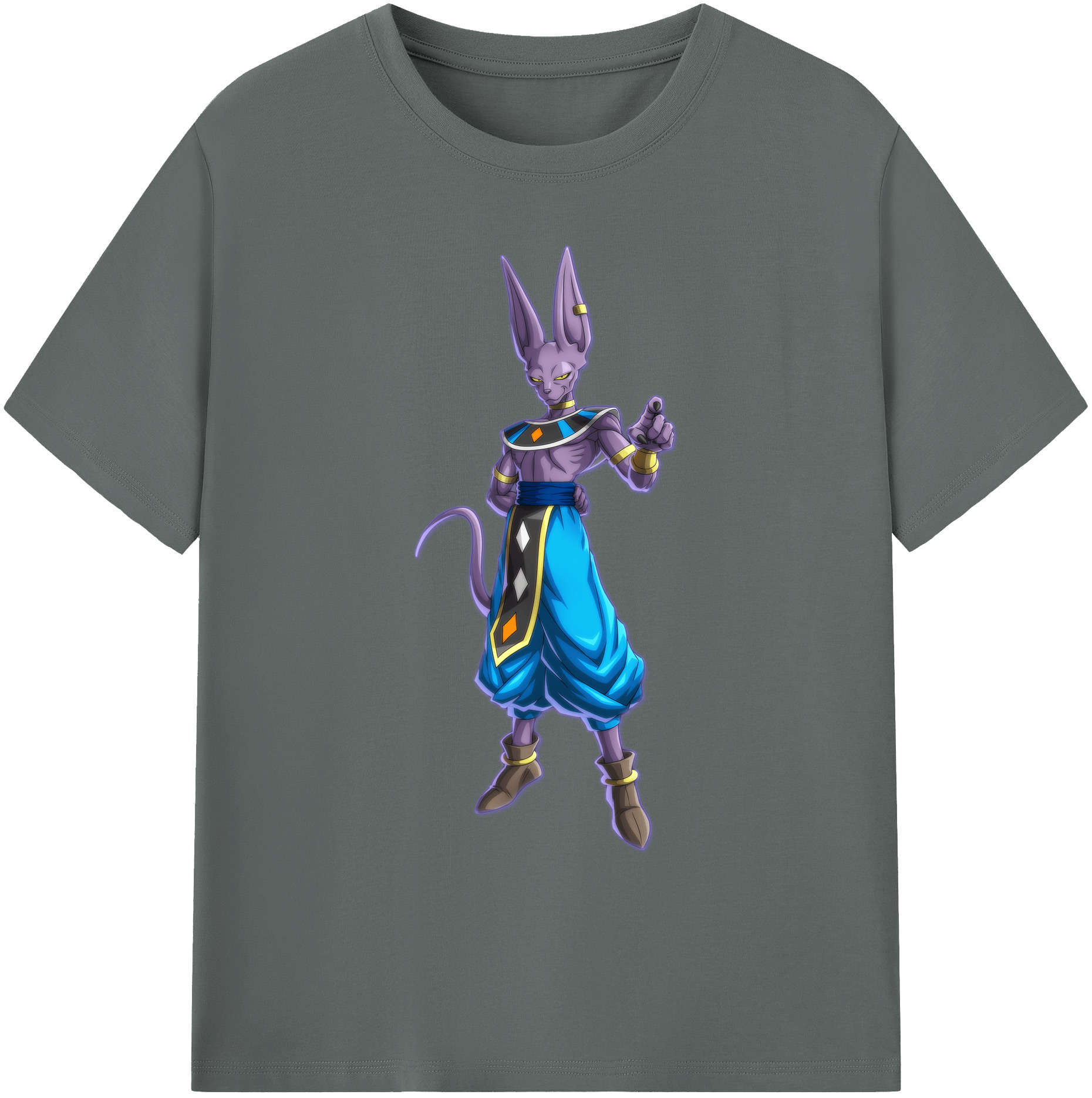 （画像用） ドラゴンボール ビルス 破壊神ビルス DRAGON BALL Beerus Birusu 綿100％ メンズ半袖Tシャツ｜肌触りやわらか＆通気性